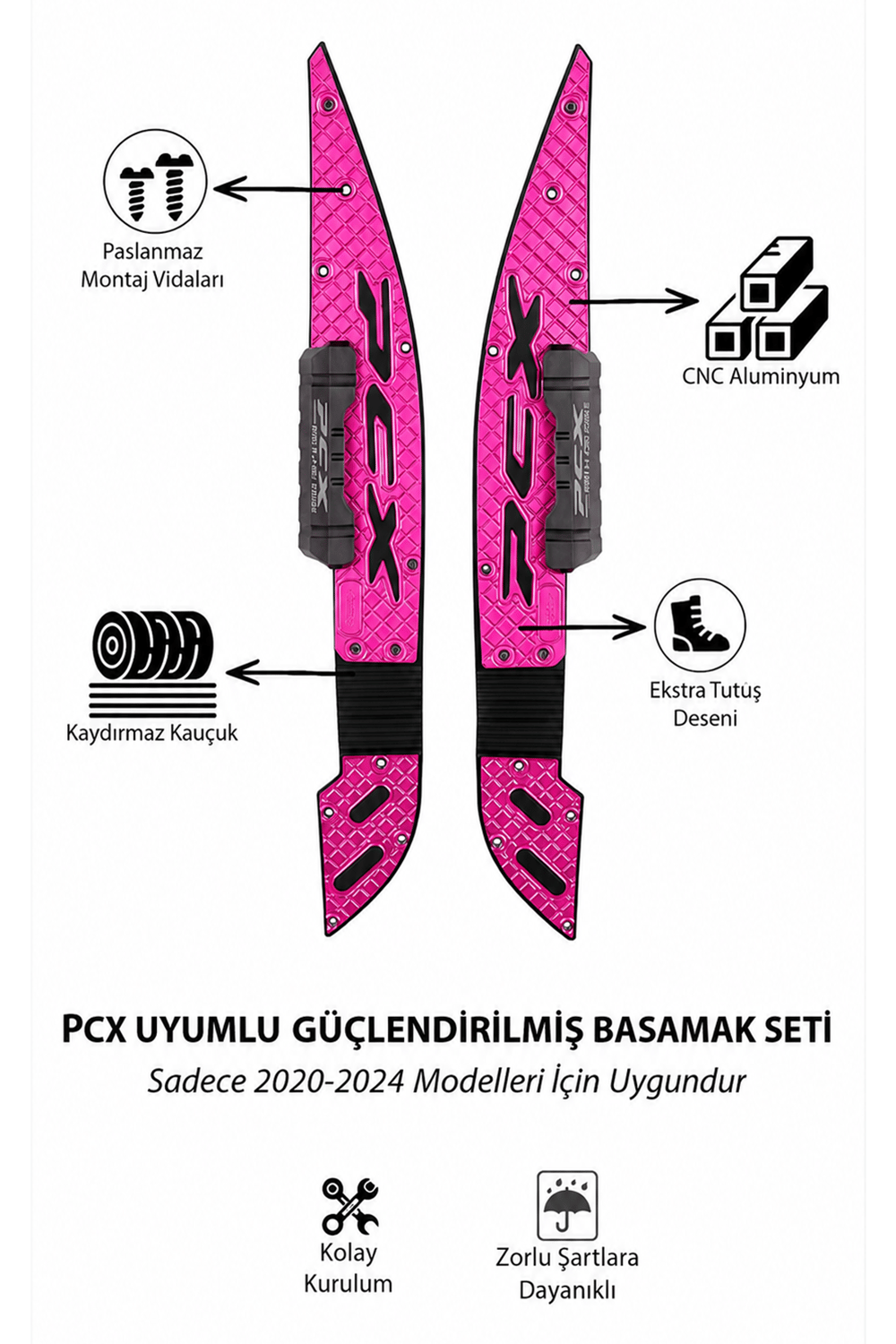 Honda Pcx Uyumlu Premium Basamak Seti 2021-2024 Cnc Mor