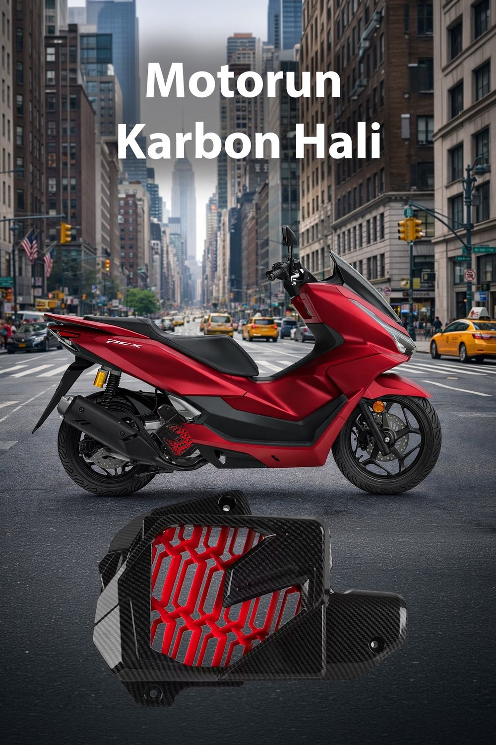 Honda Pcx Uyumlu Radyatör Koruma Kapağı 2021-2026 Karbon Kırmızı Desen