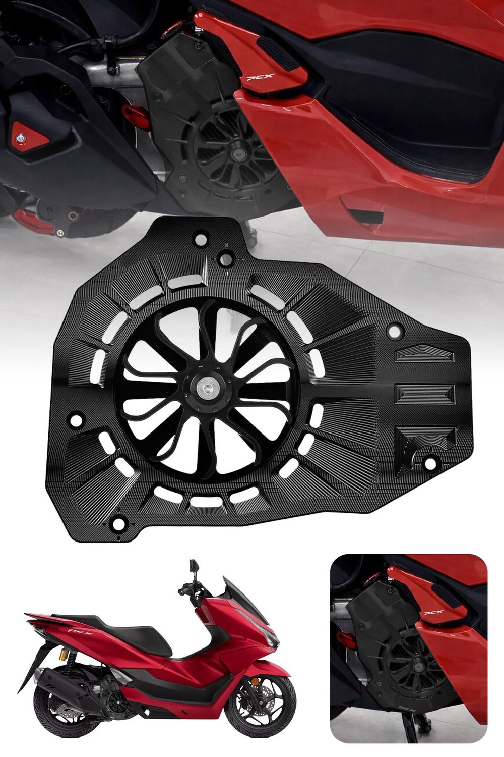 Honda Pcx Uyumlu Renkli Pervaneli Radyatör Koruması 2021-2026 Cnc Siyah