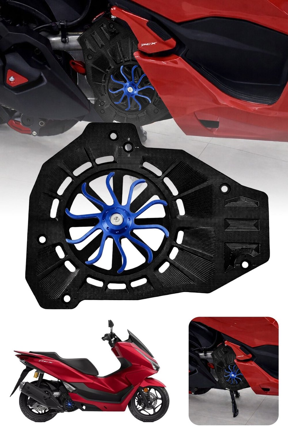 Honda Pcx Uyumlu Renkli Pervaneli Radyatör Koruması 2021-2026 Cnc Mavi