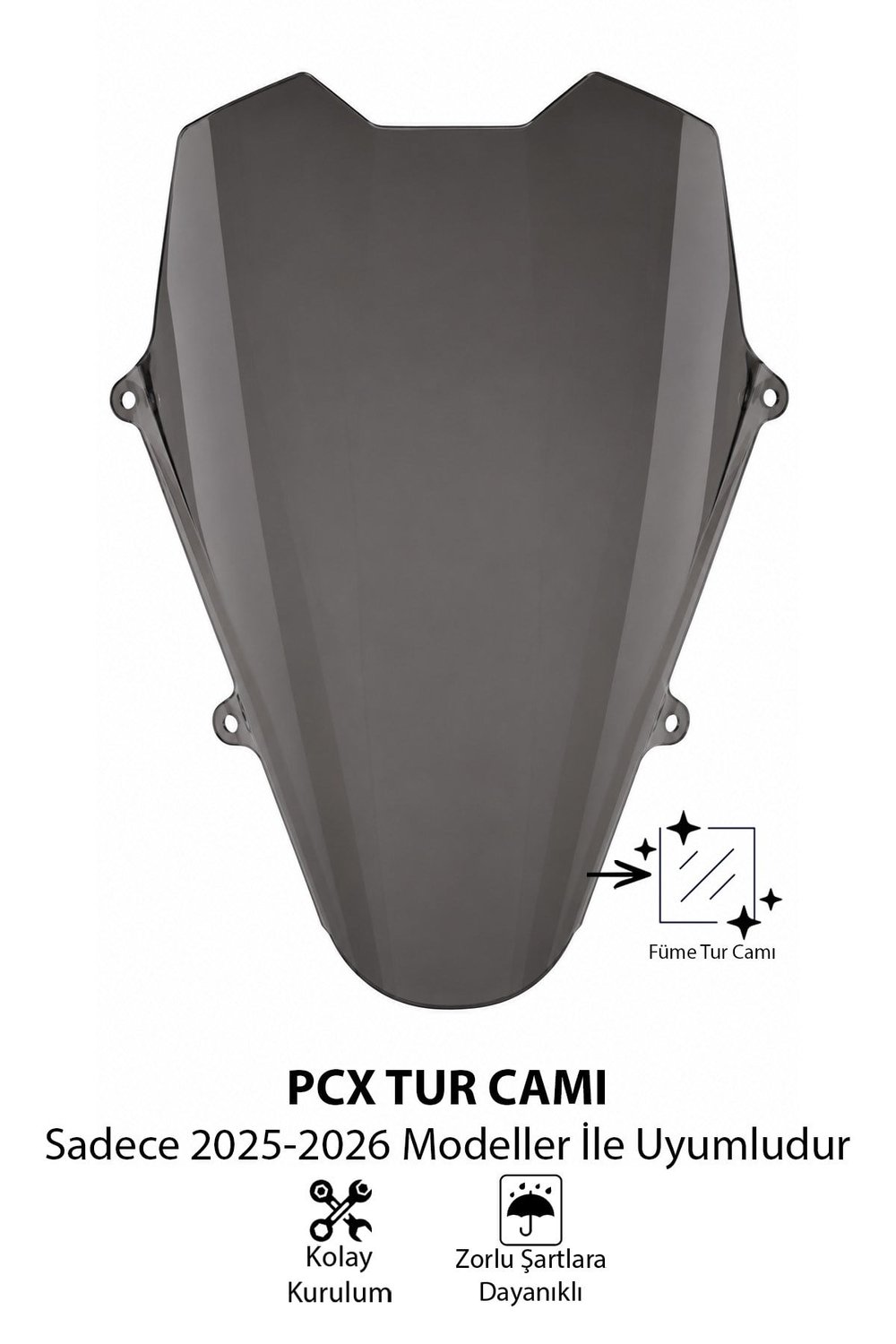 Honda Pcx Uyumlu Spor Tur Camı Füme