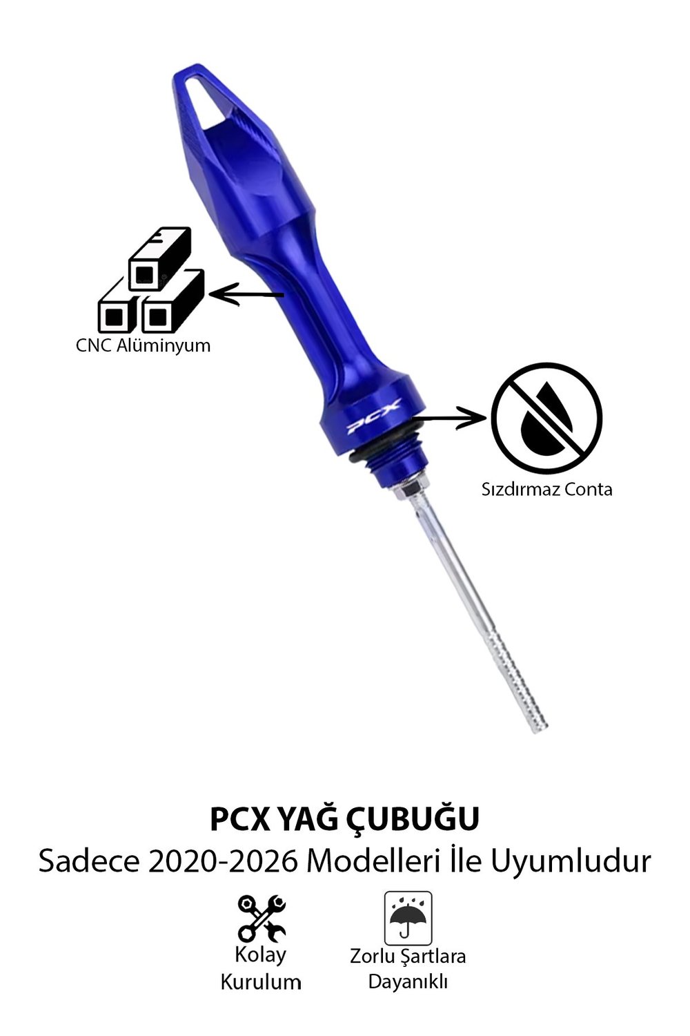 Honda Pcx Uyumlu Yağ Çubuğu 2020-2026 Cnc Mavi