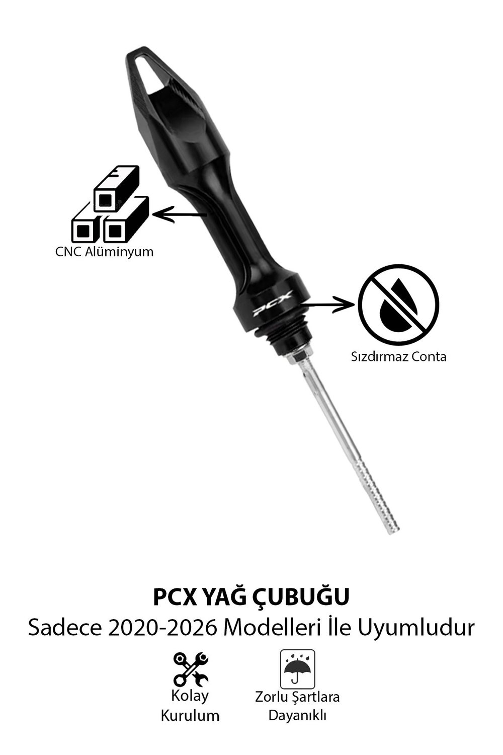 Honda Pcx Uyumlu Yağ Çubuğu 2020-2026 Cnc Siyah