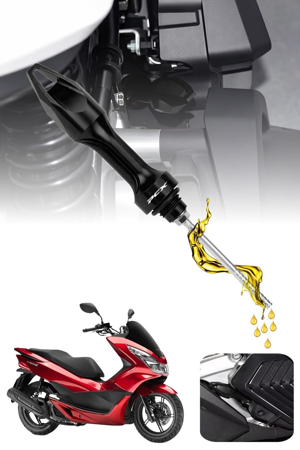 Honda Pcx Uyumlu Yağ Çubuğu 2020-2026 Cnc Siyah