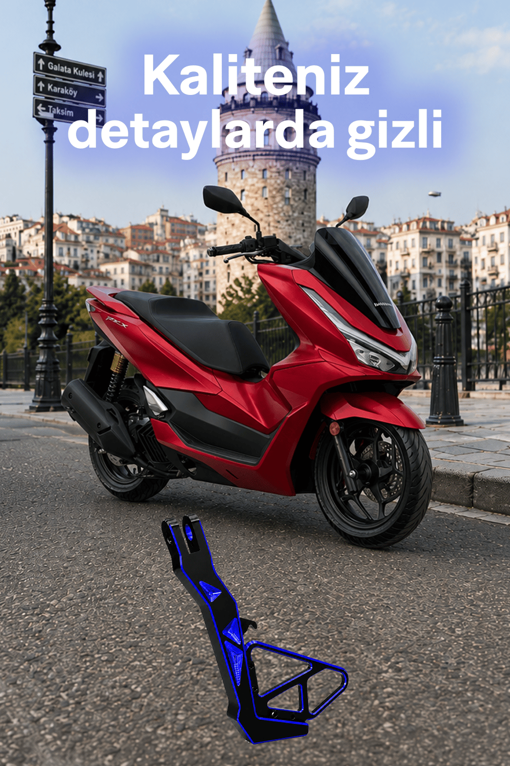 Honda Pcx ve Yamaha Nmax Uyumlu Yan Ayaklık Cnc Mavi