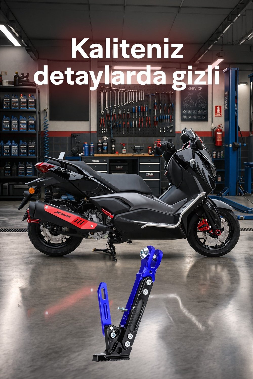 Universal Ayarlanabilir Motosiklet Yan Ayaklık 185-240 mm Cnc Mavi