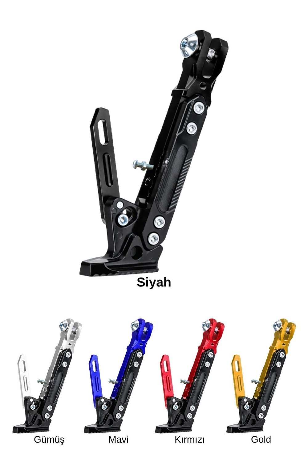 Universal Ayarlanabilir Motosiklet Yan Ayaklık 185-240 mm Cnc Siyah