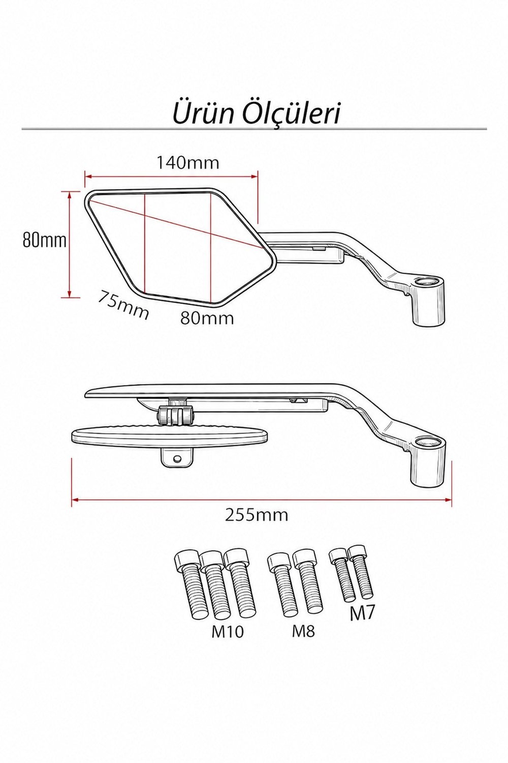 Universal Katlanabilir H2 Ledli Motosiklet Aynası | Döküm Kasa Siyah