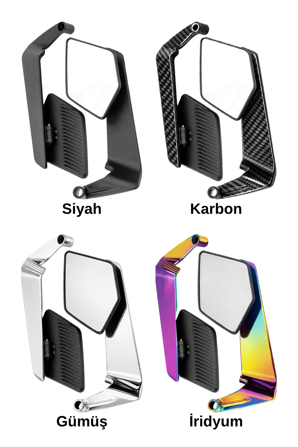 Universal Katlanabilir H2 V2 Motosiklet Aynası | Döküm Kasa Gümüş