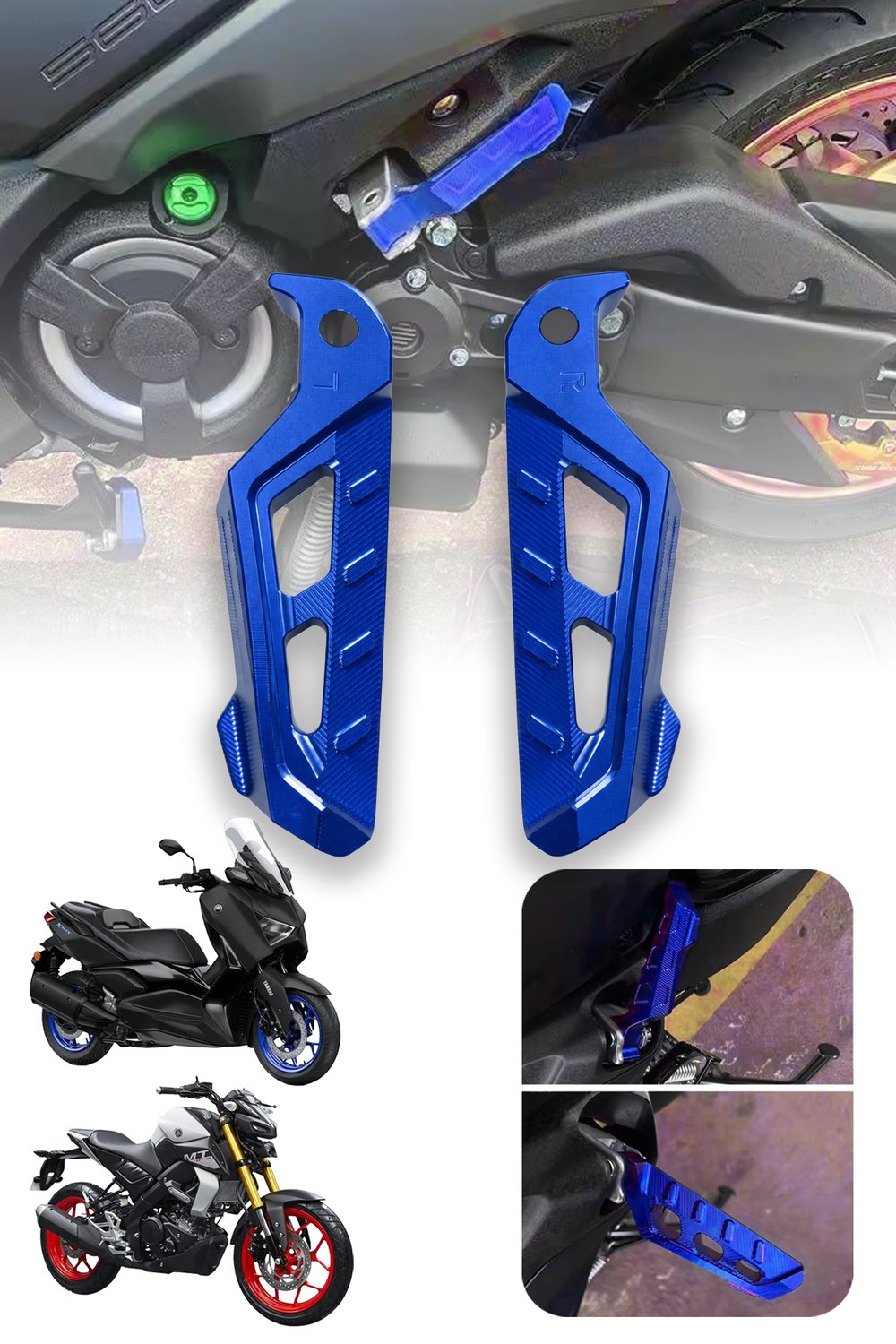 Universal Motosiklet Artçı Ayak 130mm Cnc Mavi