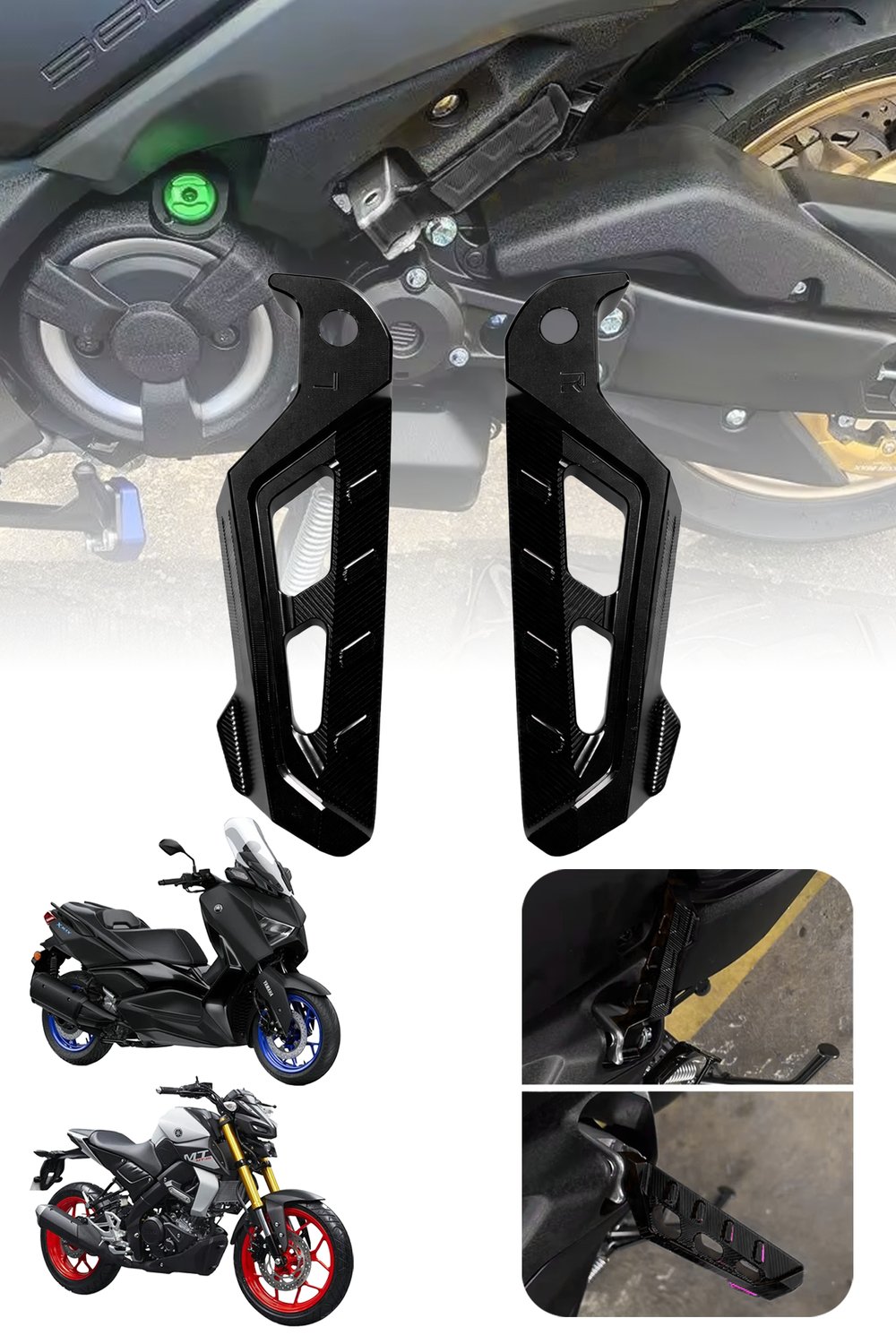 Universal Motosiklet Artçı Ayak 130mm Cnc Siyah