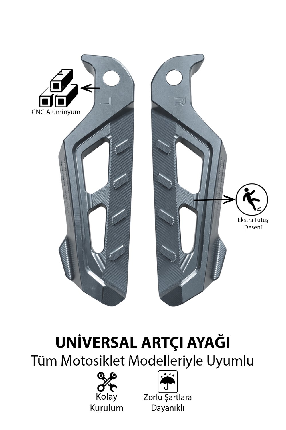 Universal Motosiklet Artçı Ayak 130mm Cnc Titanyum