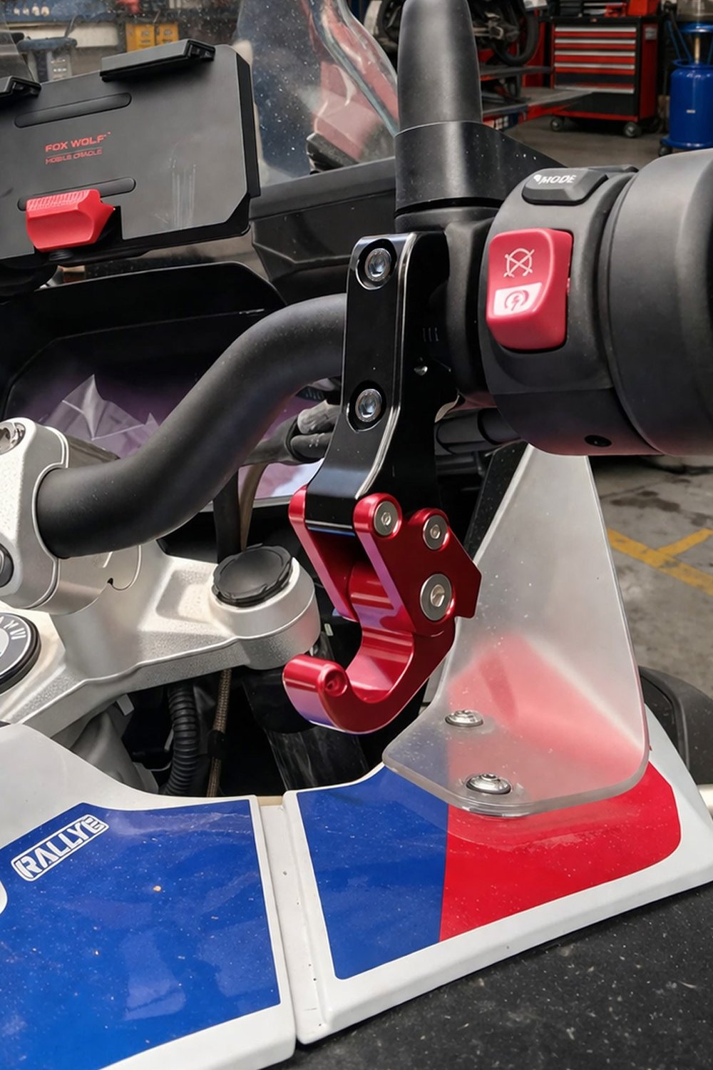 Universal Motosiklet Askı Aparatı Ayak 115mm Cnc Kırmızı