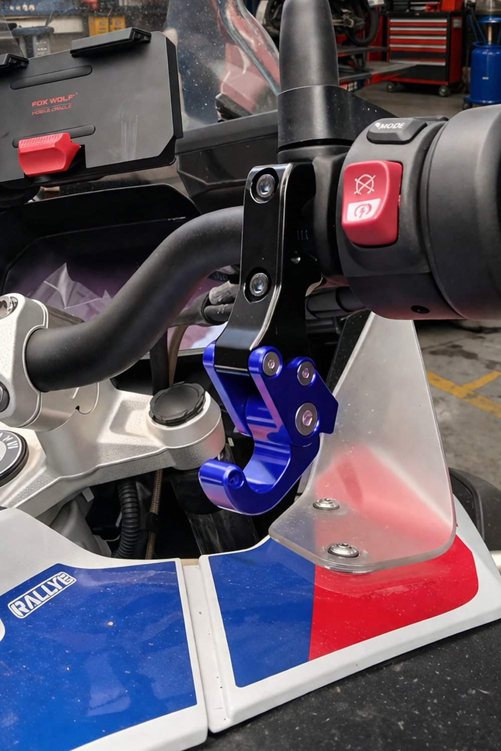 Universal Motosiklet Askı Aparatı Ayak 115mm Cnc Mavi