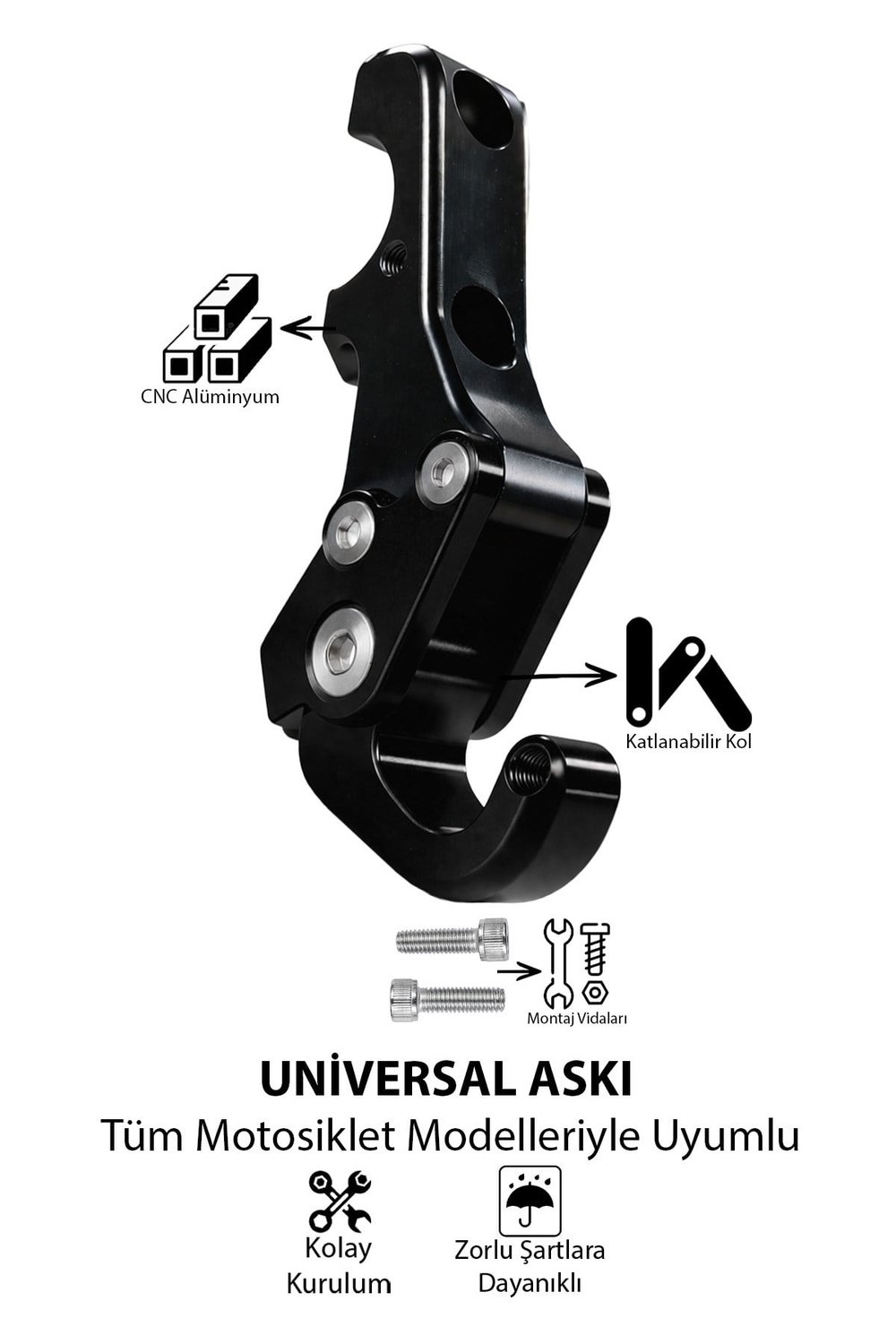 Universal Motosiklet Askı Aparatı Ayak 115mm Cnc Siyah