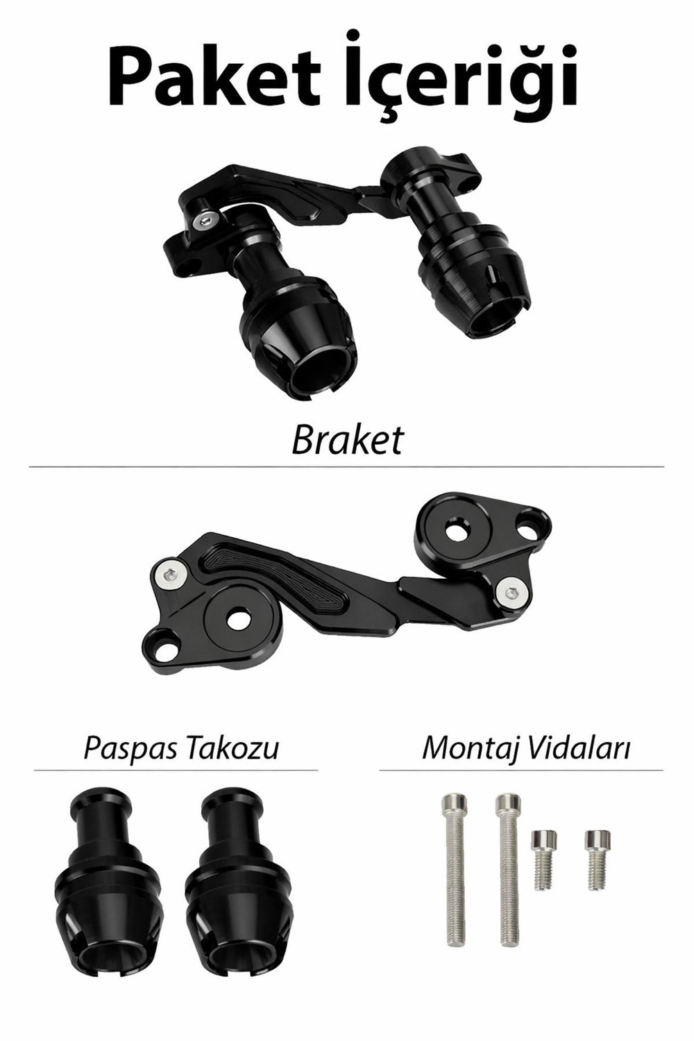 Universal Motosiklet Egzoz Koruma Takozu Cnc Siyah