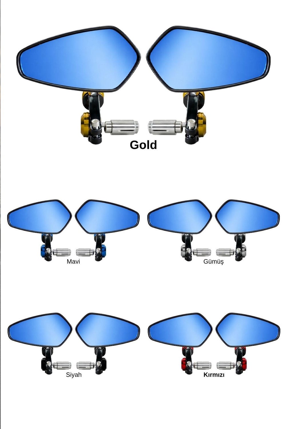 Universal Motosiklet Gidon Aynası | Alüminyum Siyah Kasa Cnc Gold İskelet 