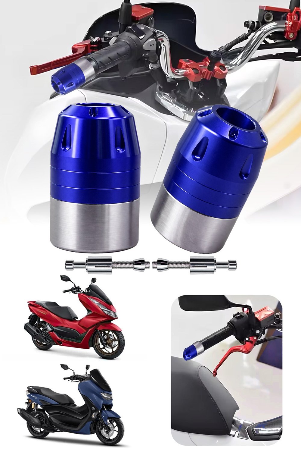 Universal Motosiklet Gidon Denge Topuzu Sıkıştırma Cnc Mavi