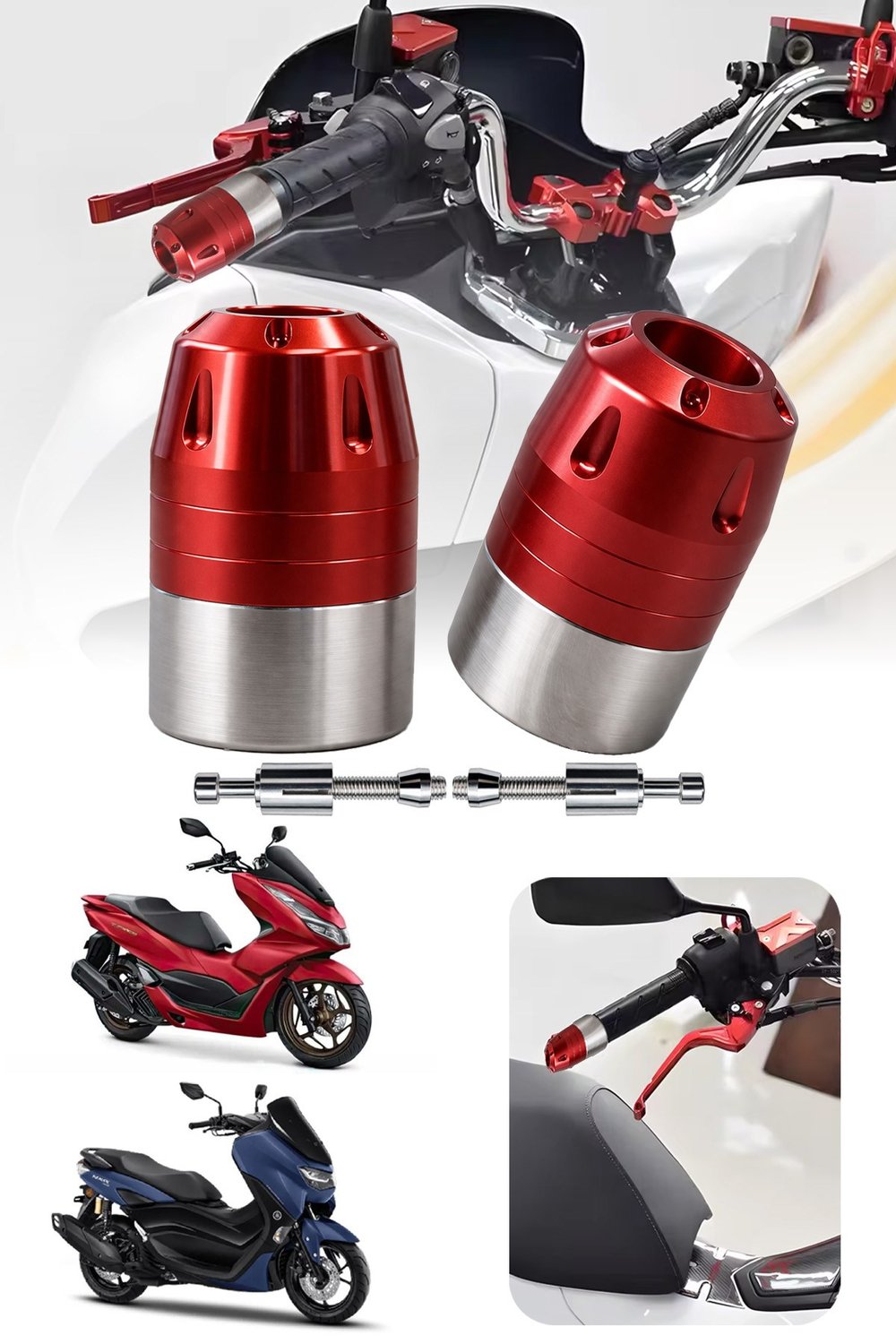 Universal Motosiklet Gidon Denge Topuzu Sıkıştırma Cnc Kırmızı
