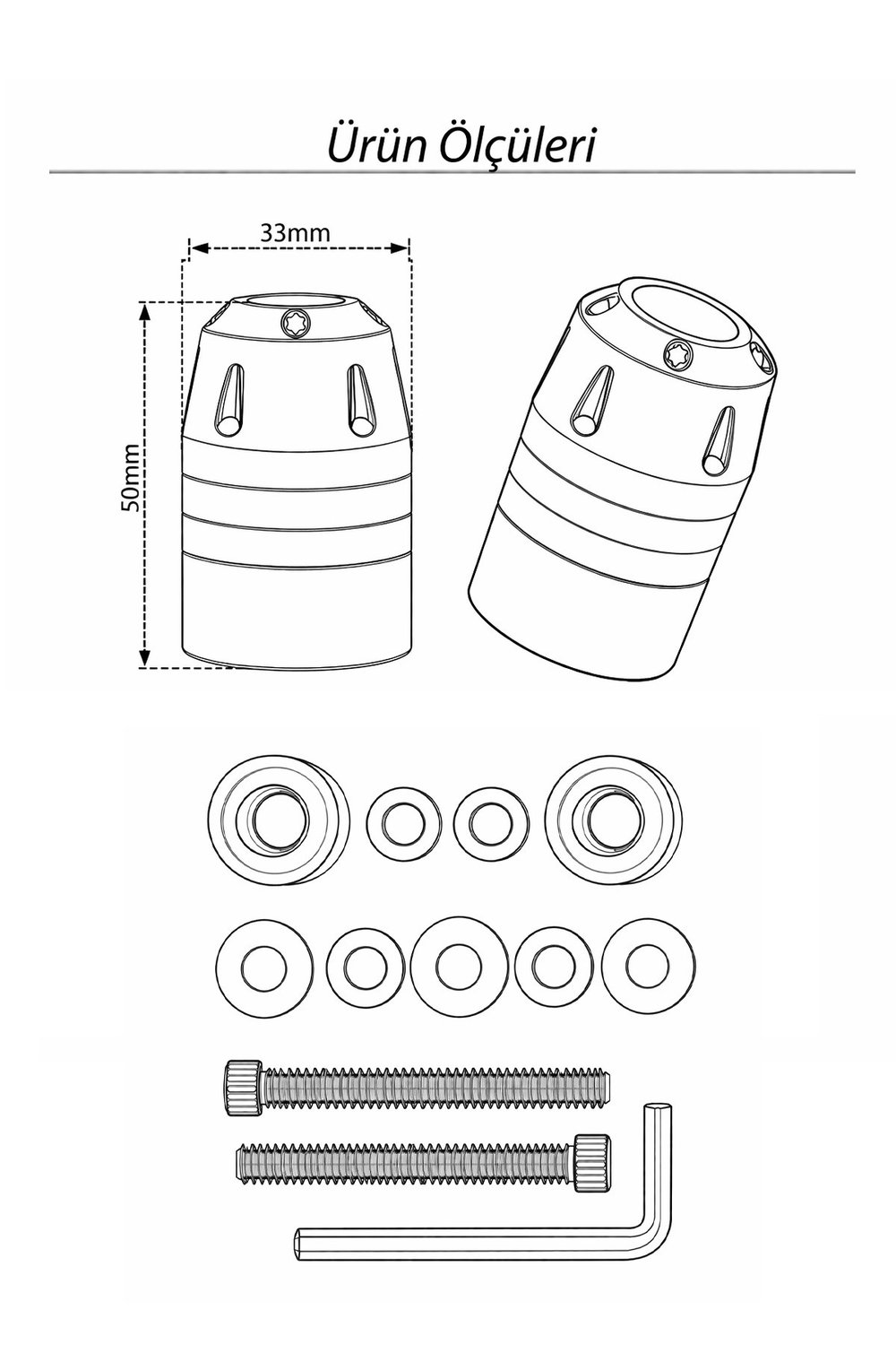 Universal Motosiklet Gidon Denge Topuzu Vidalı Cnc Mavi