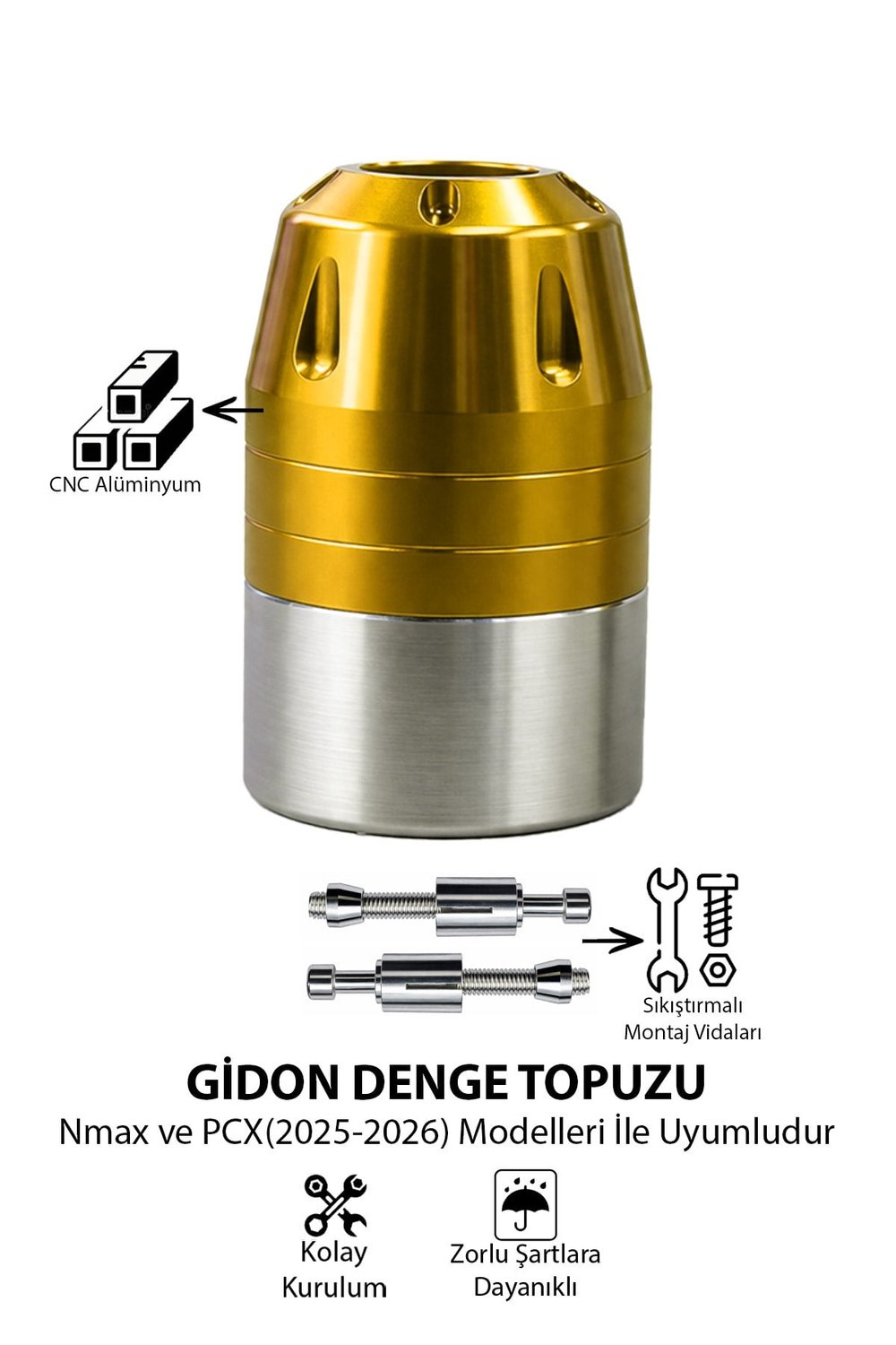 Universal Motosiklet Gidon Denge Topuzu Sıkıştırma Cnc Gold