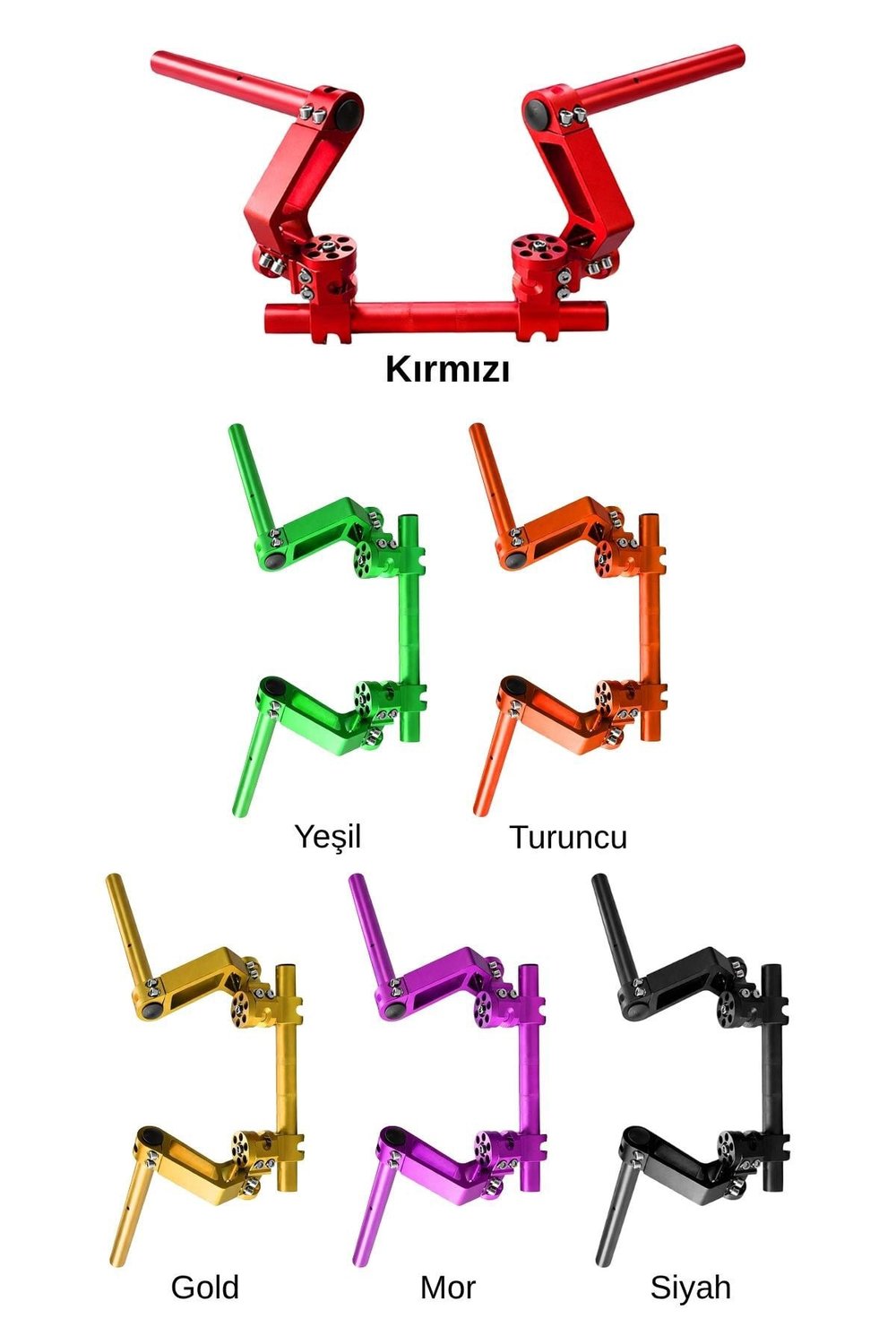 Universal Motosiklet Gidon Seti 22 mm Boru Çaplı Ayarlanabilir Cnc Kırmızı