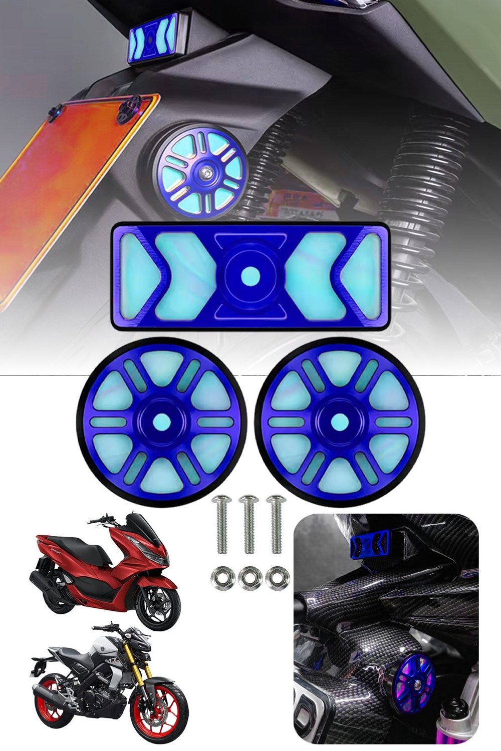 Universal Motosiklet Kedi Gözü Reflektör Seti Cnc Mavi