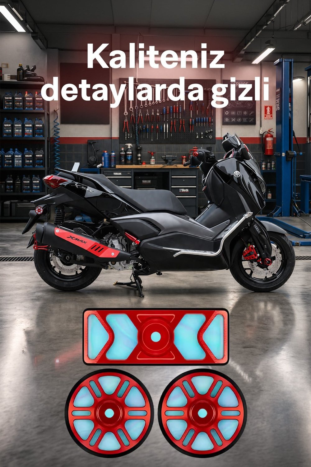Universal Motosiklet Kedi Gözü Reflektör Seti Cnc Kırmızı