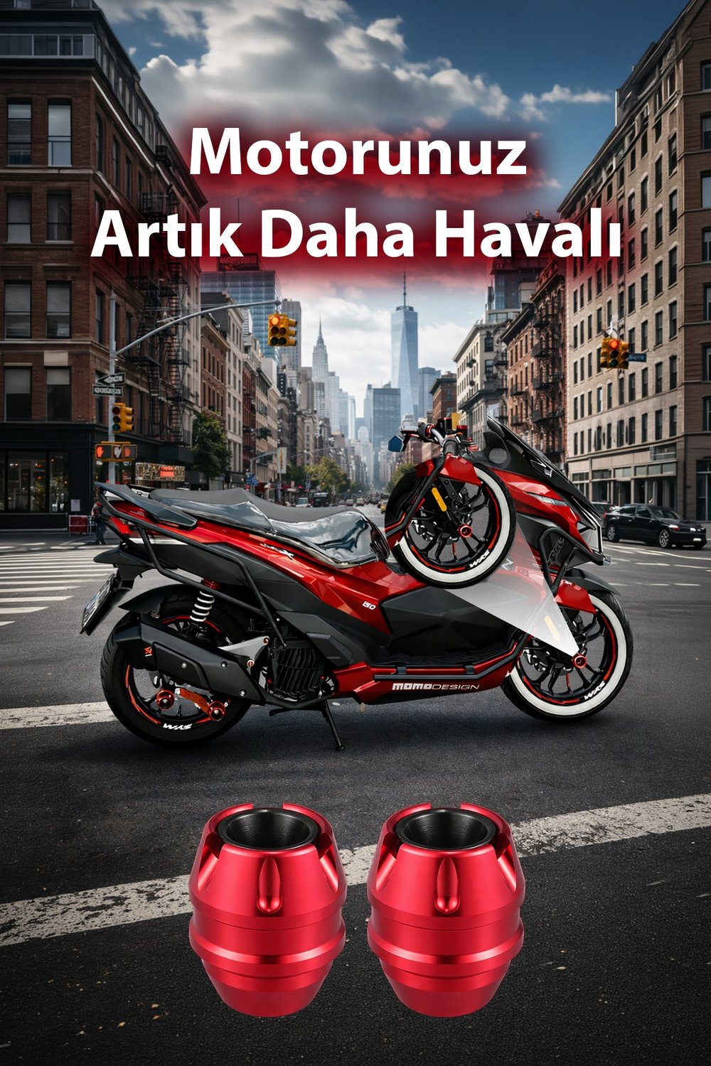 Universal Motosiklet Mil Koruma Takozu Cnc Kırmızı