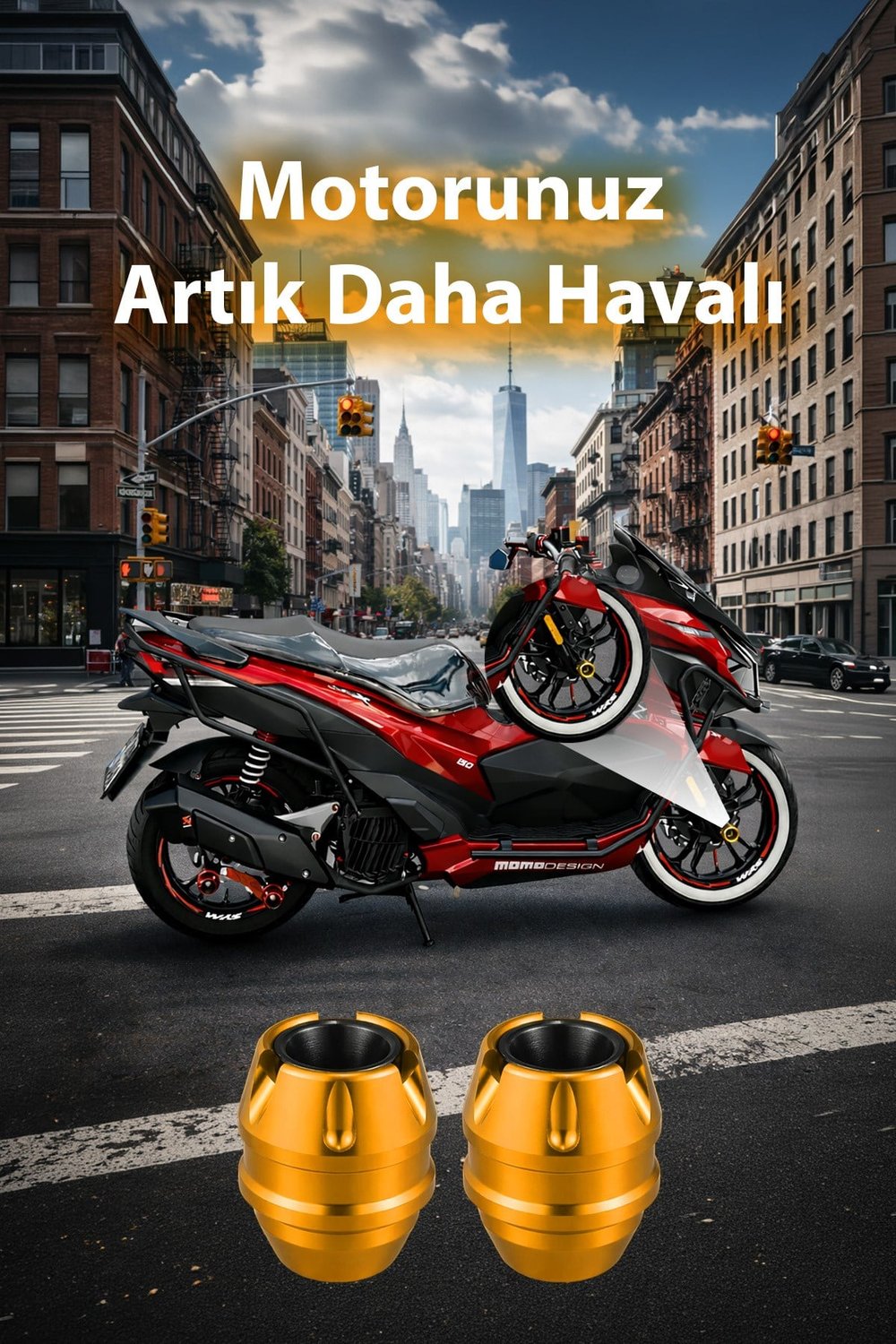 Universal Motosiklet Mil Koruma Takozu Cnc Gold