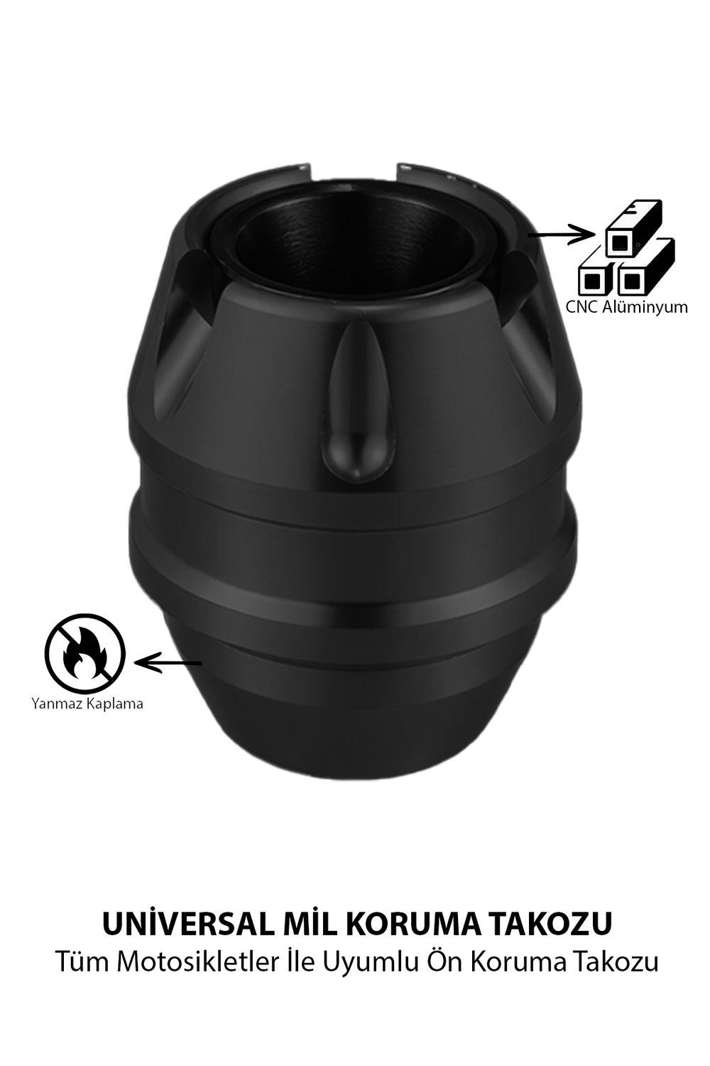 Universal Motosiklet Mil Koruma Takozu Cnc Siyah