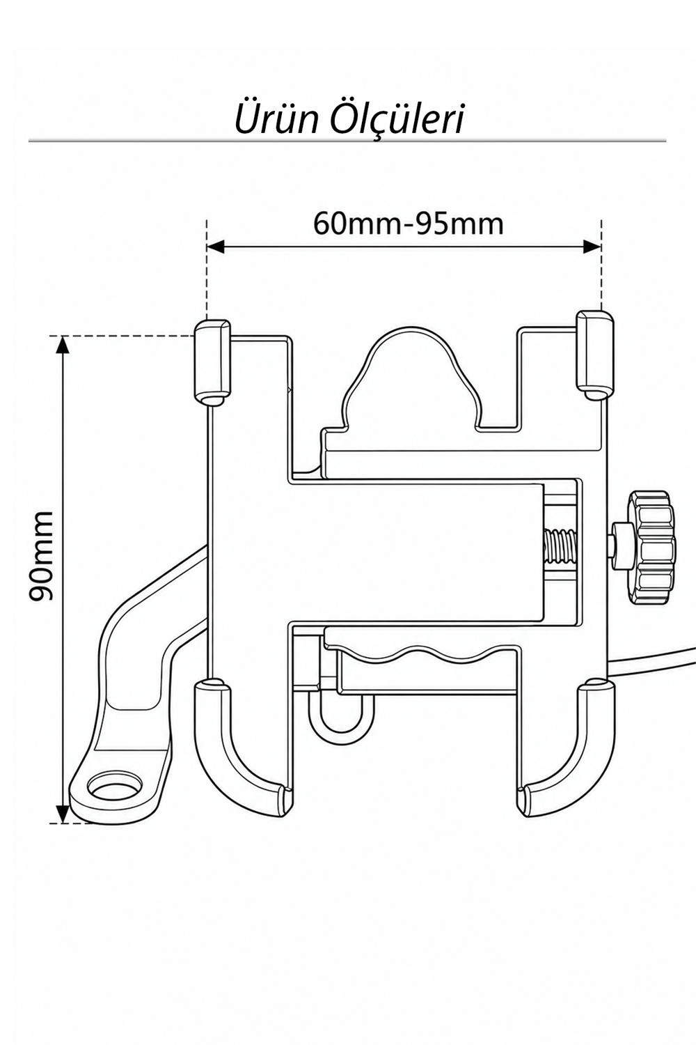Universal Motosiklet Uyumlu USB Ayna Telefon Tutacağı Tüm Yıllar ABS Plastik + Metal Siyah Renk