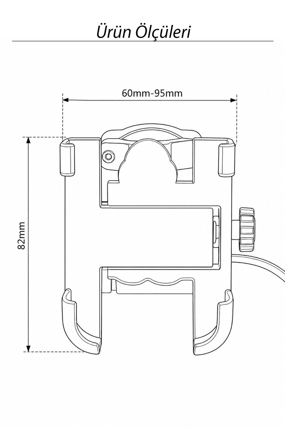 Universal Motosiklet Uyumlu USB Gidon Telefon Tutacağı Tüm Yıllar ABS Plastik + Metal Siyah Renk