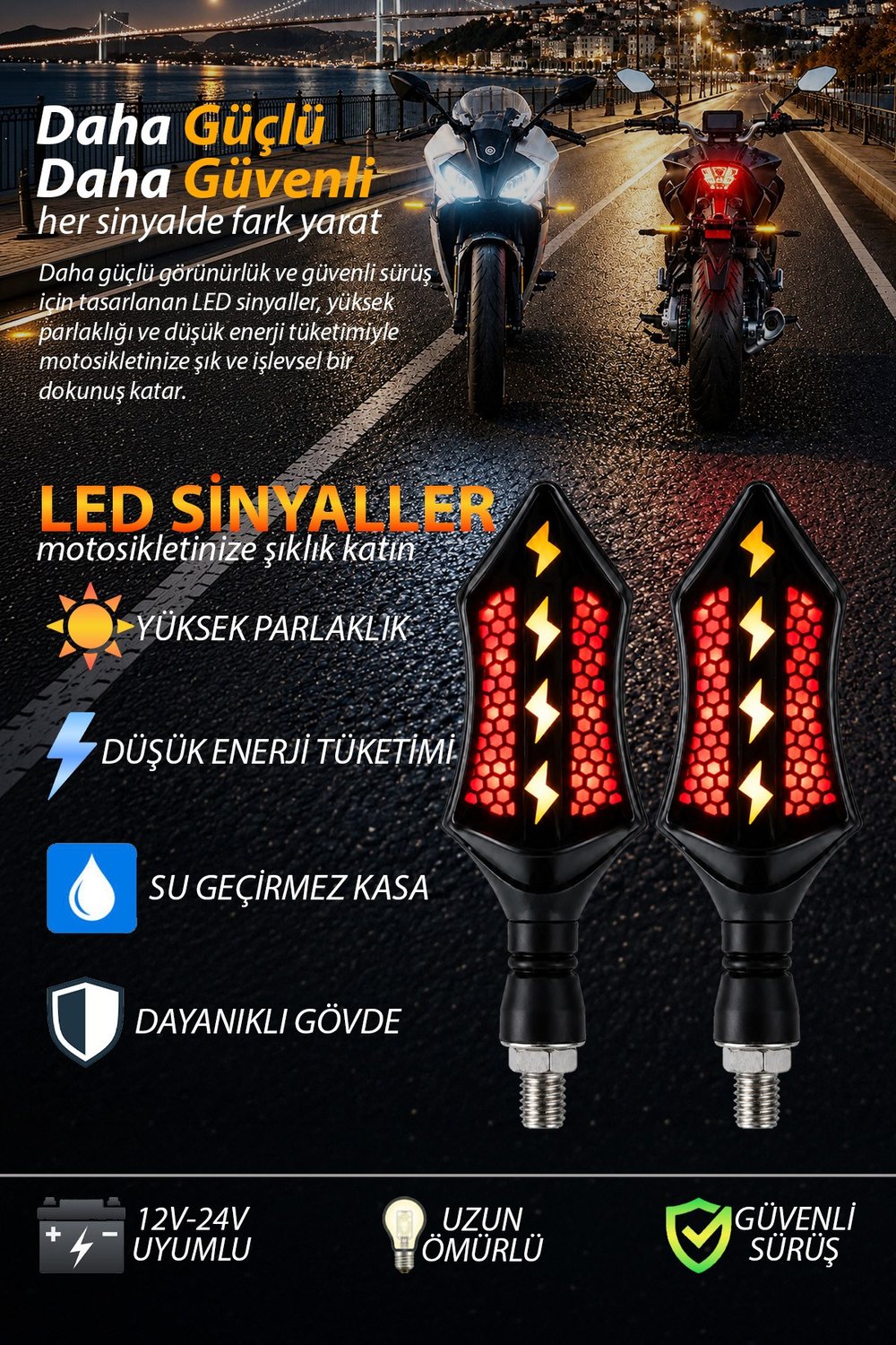 Universal Sinyal Ledi Çift Renk Şişmek Kasa Vidalı | Tüm Motosikletler İle Uyumlu