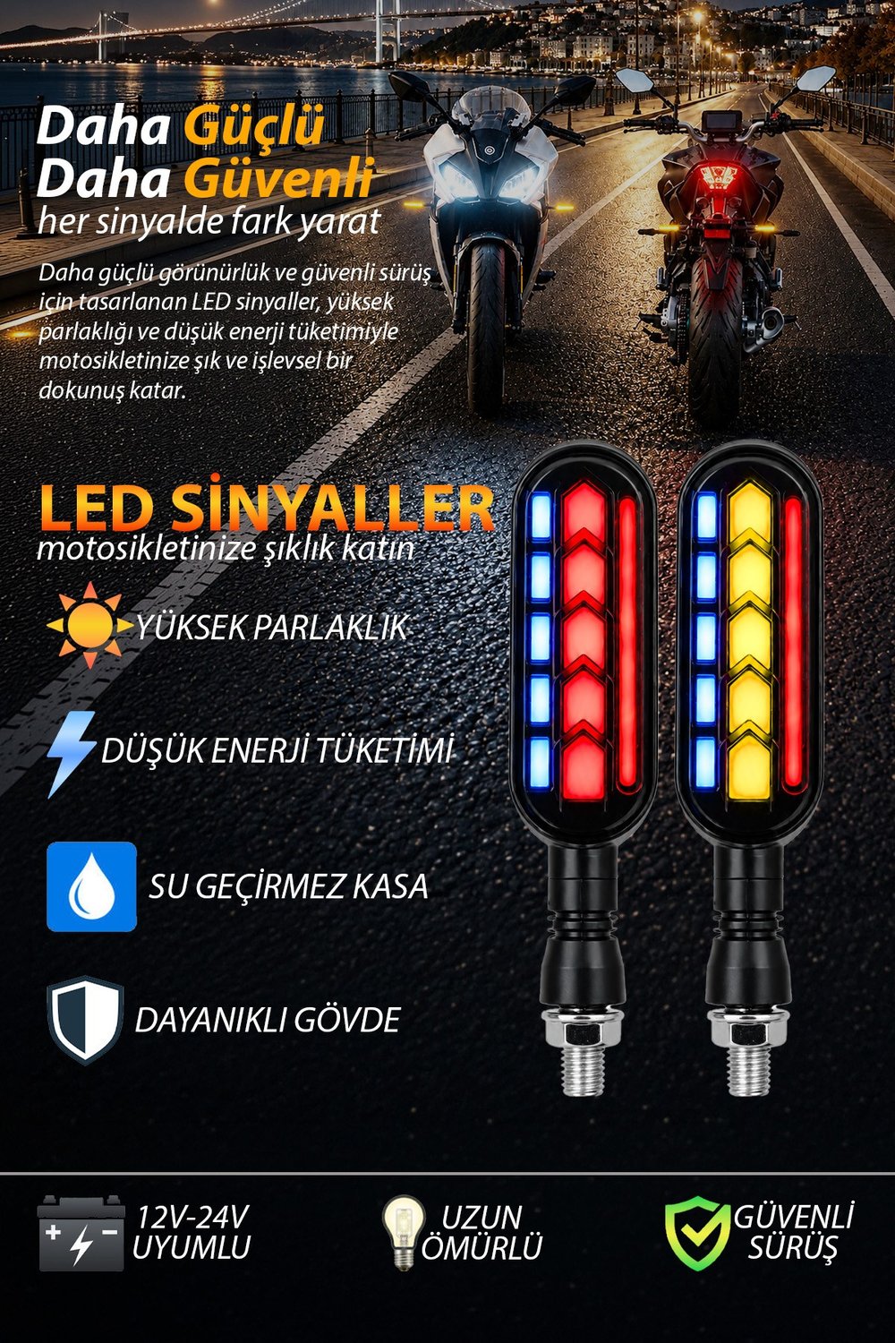 Universal Sinyal Ledi Çok renkli Kayar Led Vidalı | Tüm Motosikletler İle Uyumlu