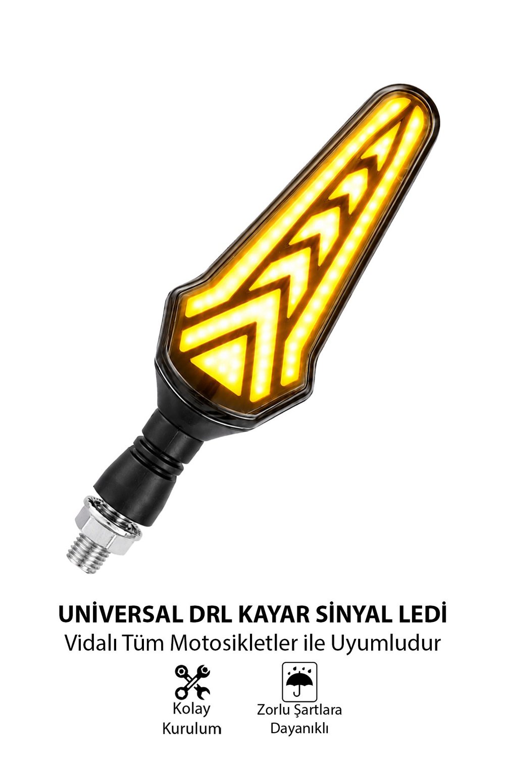 Universal Sinyal Ledi Drl Kayar Led Tek Renk Vidalı | Tüm Motosikletler İle Uyumlu