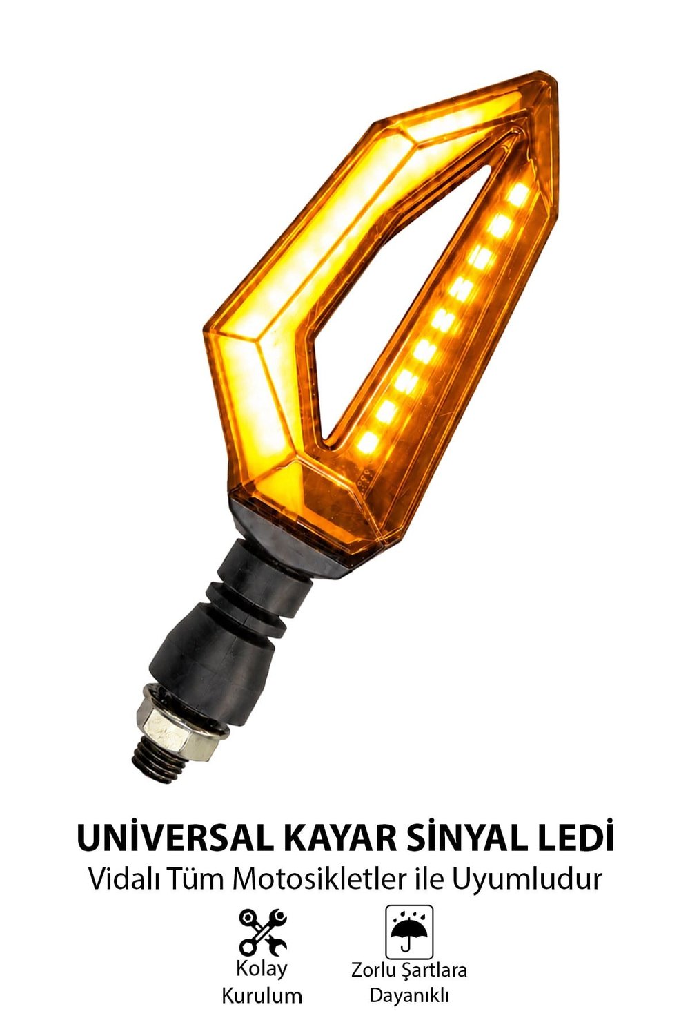 Universal Sinyal Ledi Kayar Led Tek Renk Vidalı | Tüm Motosikletler İle Uyumlu