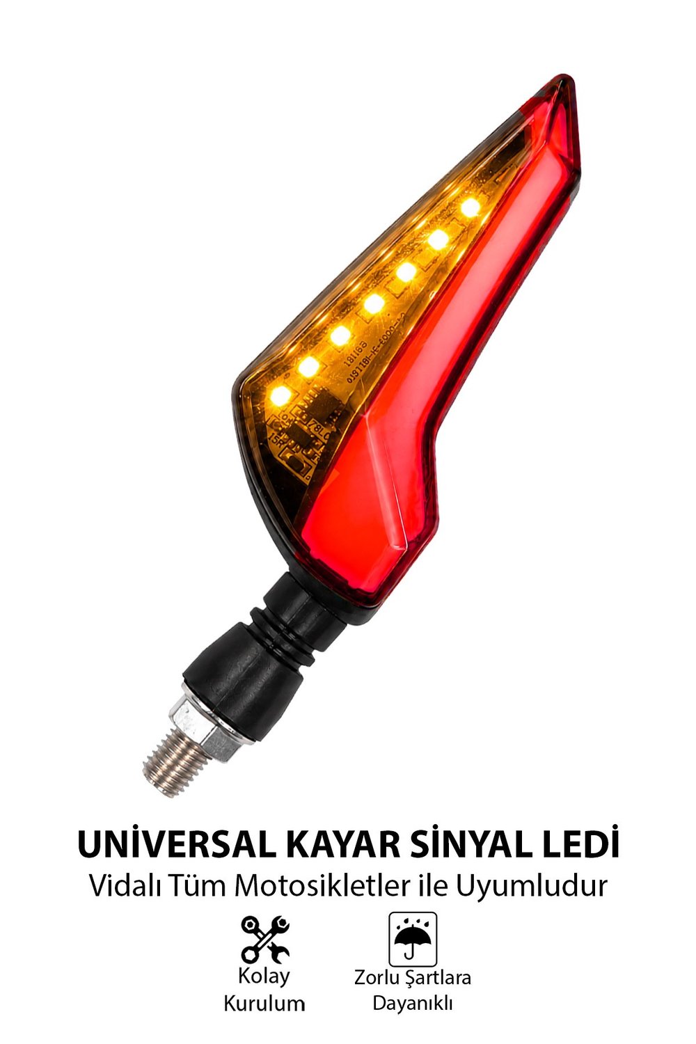 Universal Sinyal Ledi L Kasa Çift Renk Led Vidalı | Tüm Motosikletler İle Uyumlu