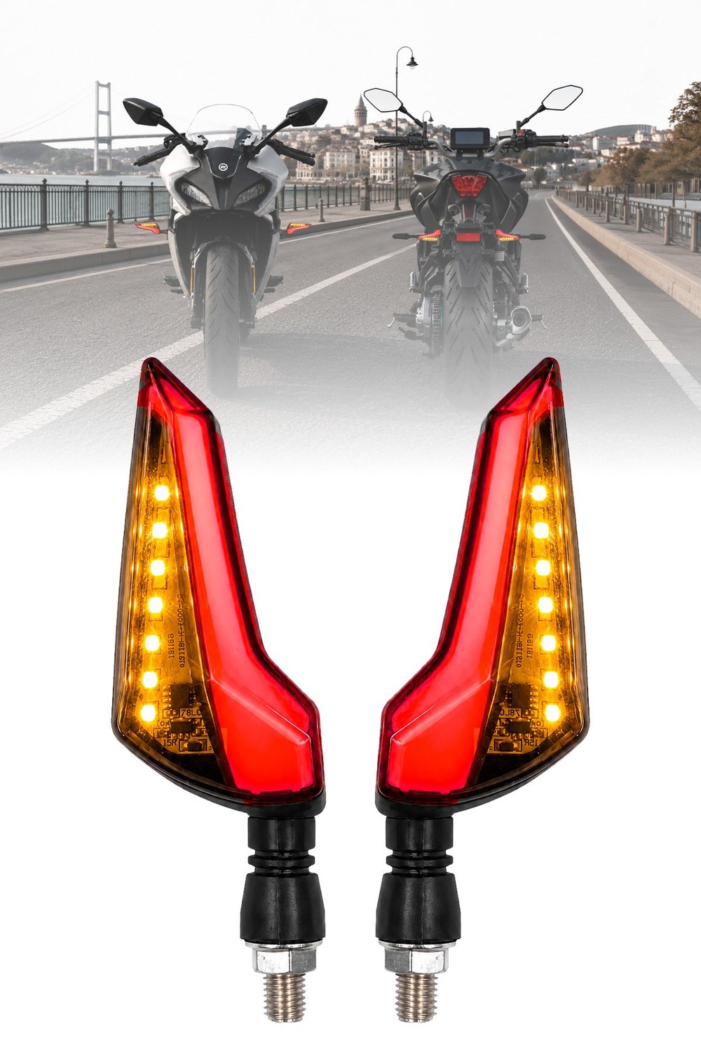 Universal Sinyal Ledi L Kasa Çift Renk Led Vidalı | Tüm Motosikletler İle Uyumlu