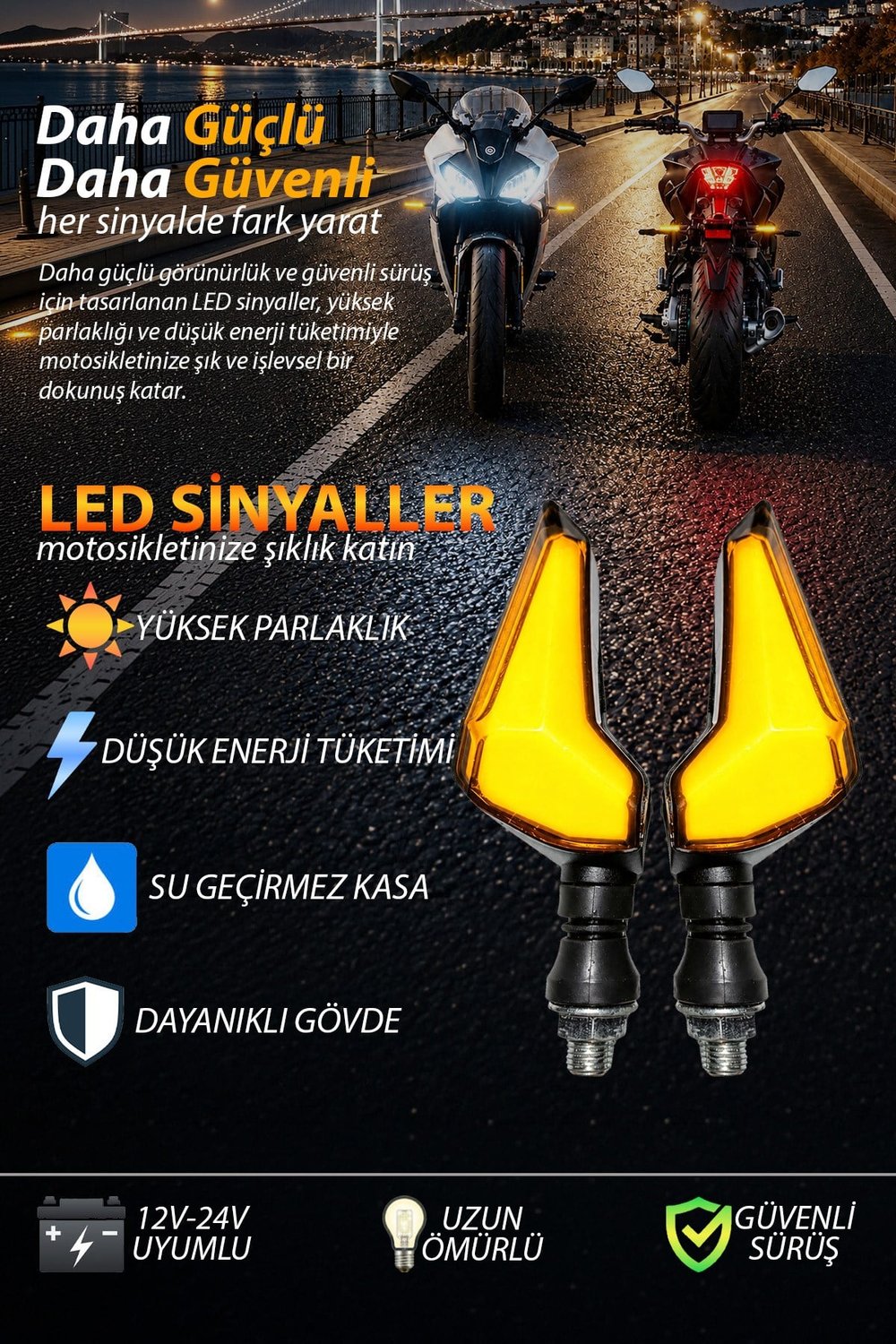 Universal Sinyal Ledi Ok Kasa Tek Renk Vidalı | Tüm Motosikletler İle Uyumlu