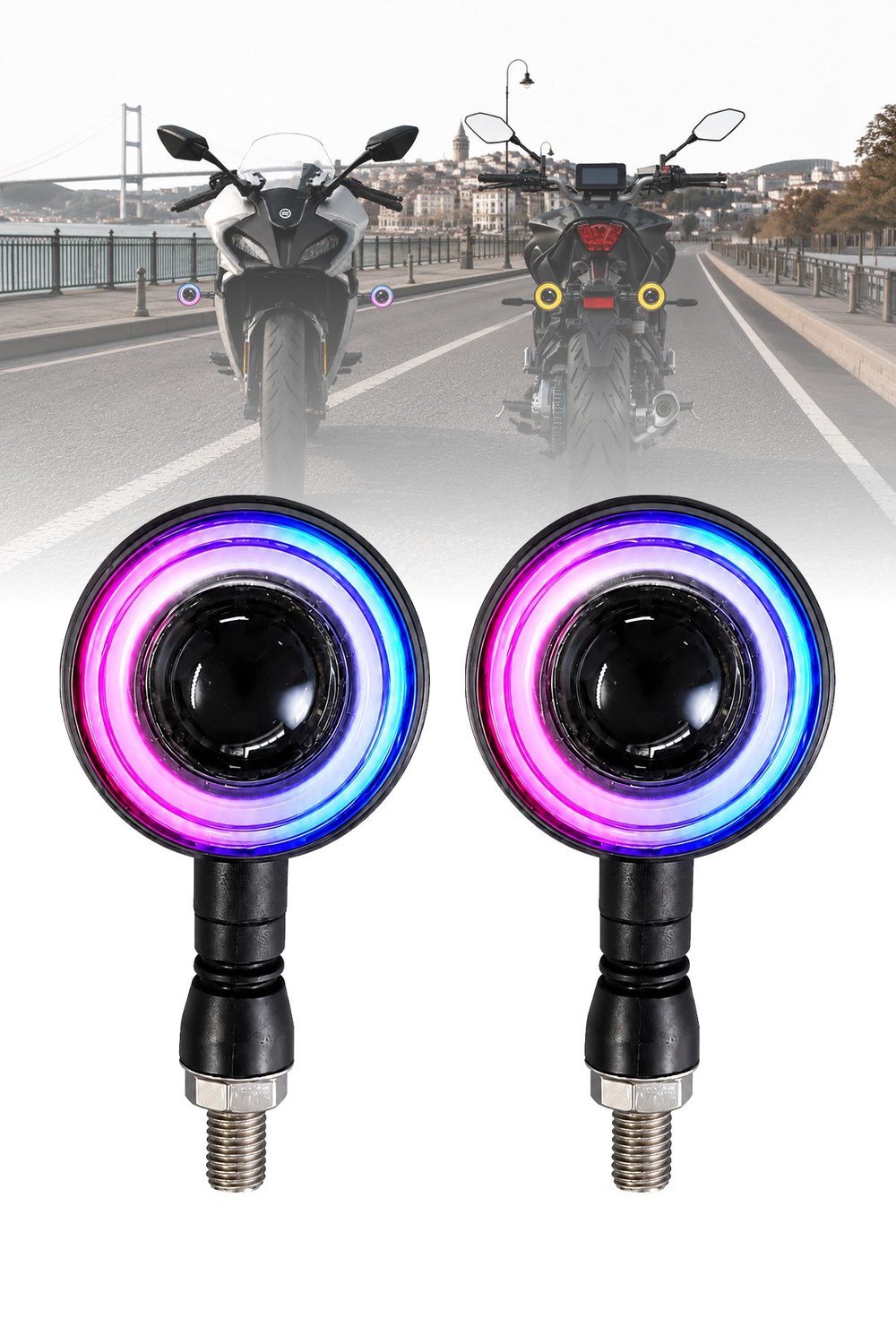 Universal Sinyal Ledi Rgb ve Amber Renk Mercekli Yuvarlak Kasa Vidalı | Tüm Motosikletler İle Uyumlu