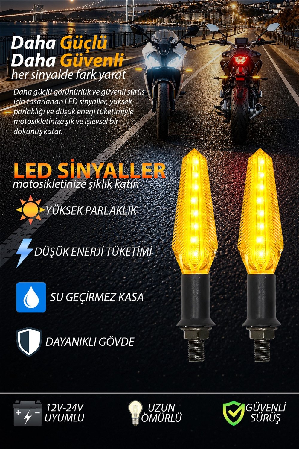 Universal Sinyal Ledi Tek Renk Vidalı | Tüm Motosikletler İle Uyumlu