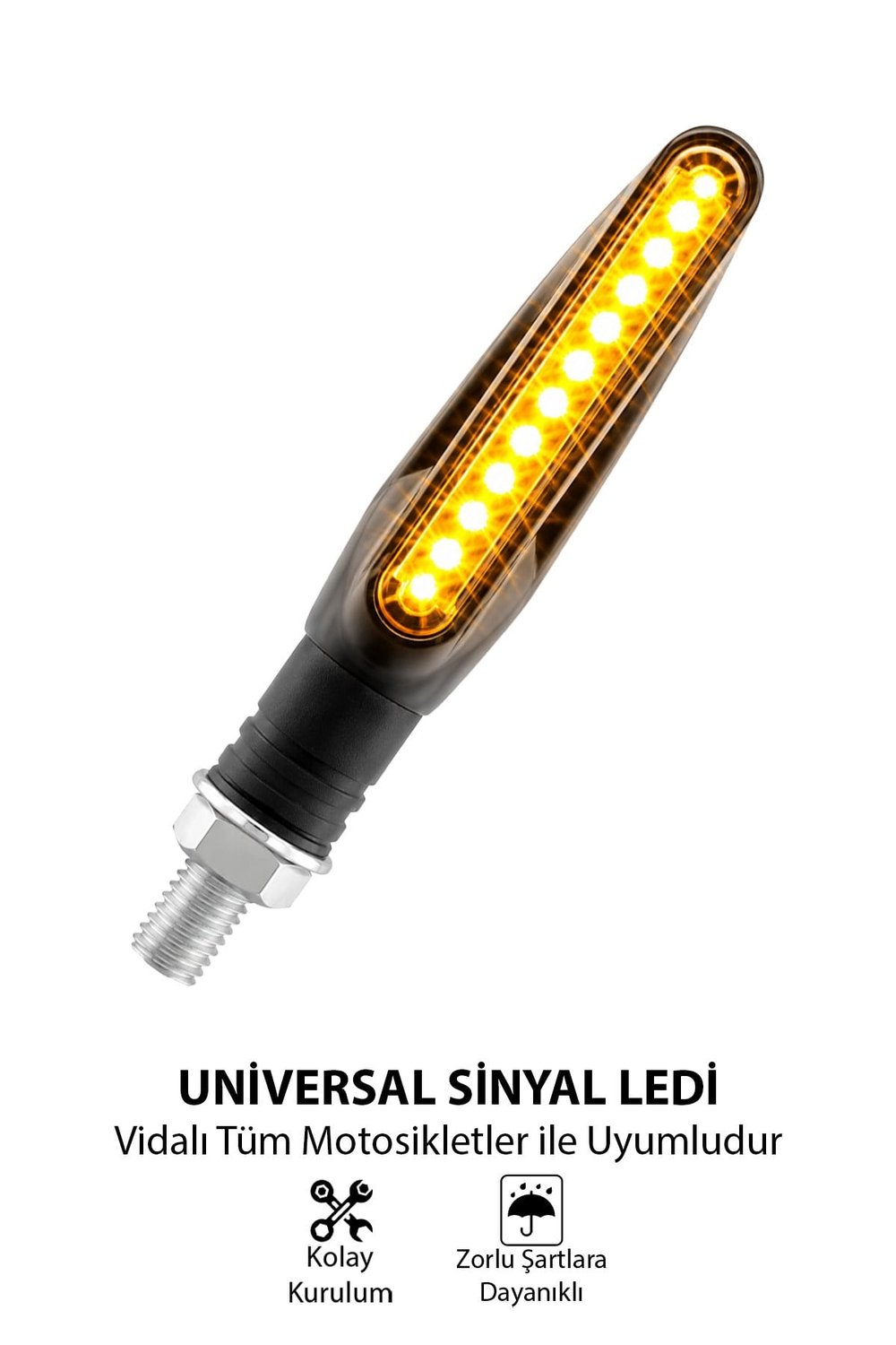 Universal Sinyal Ledi Tek Renk Vidalı | Tüm Motosikletler İle Uyumlu