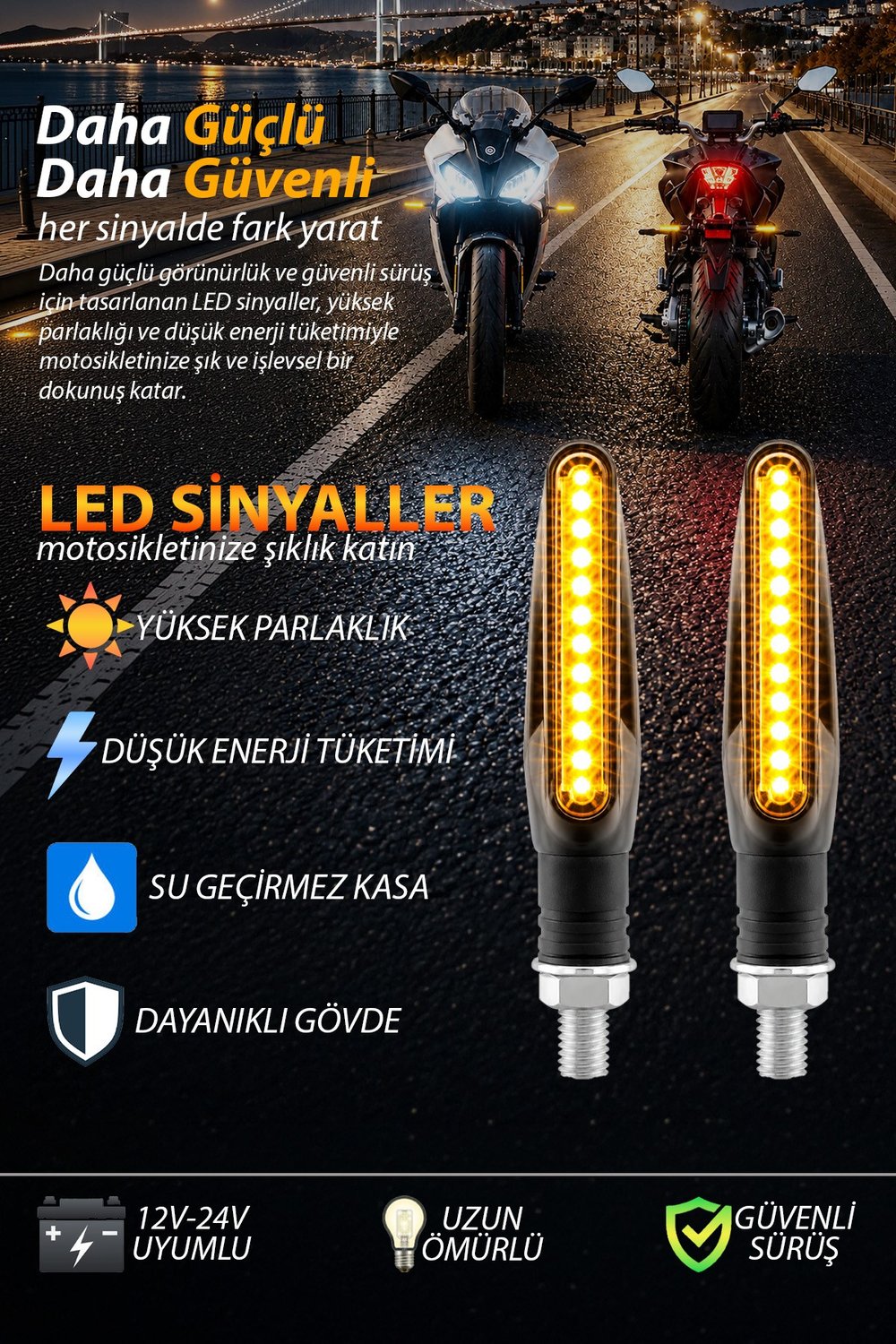 Universal Sinyal Ledi Tek Renk Vidalı | Tüm Motosikletler İle Uyumlu
