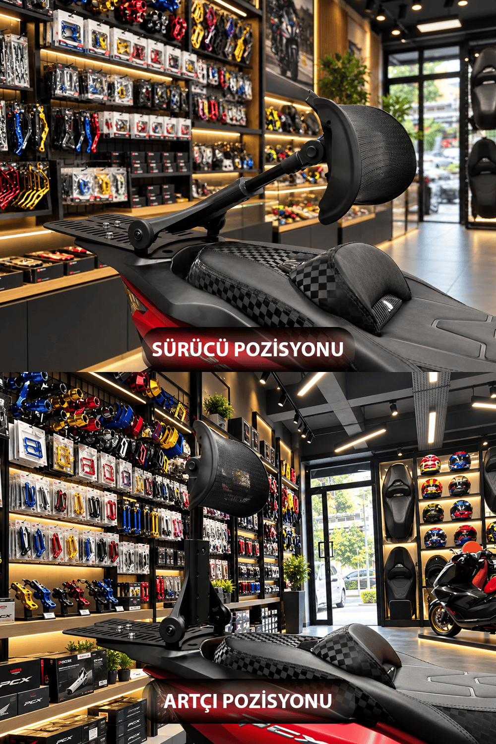 Universal Motosiklet Sırt ve Artçı Dayanak Siyah
