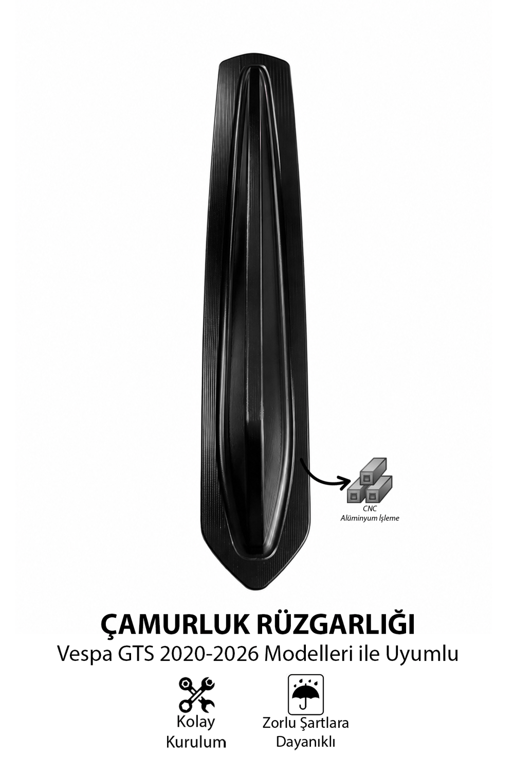 Vespa Uyumlu Çamurluk Rüzgarlığıt Primavera Cnc Siyah