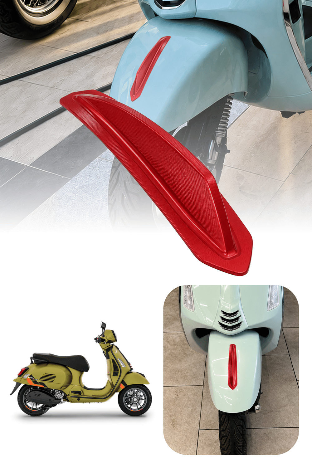 Vespa Uyumlu Çamurluk Rüzgarlığıt Primavera Cnc Kırmızı