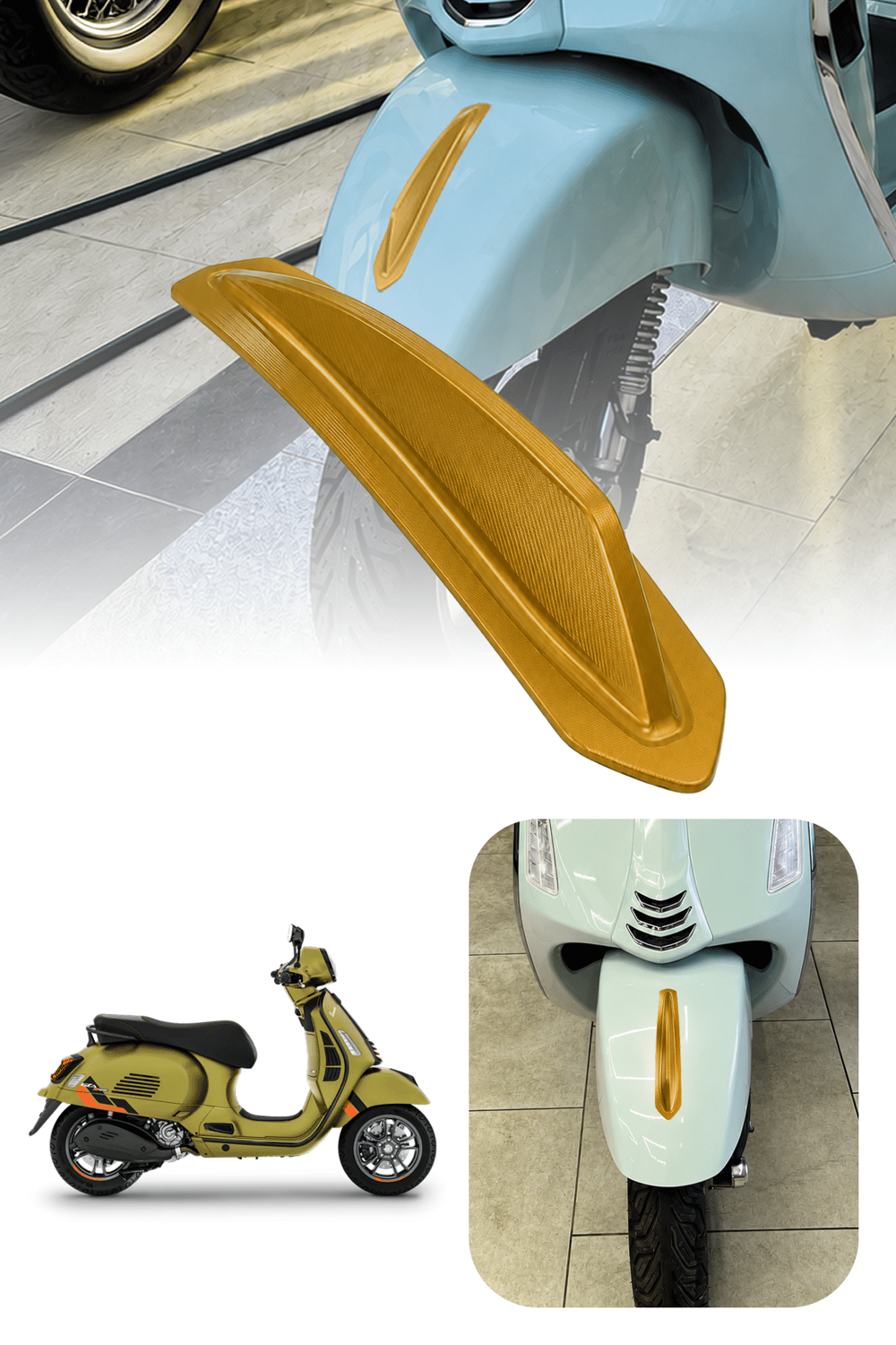 Vespa Uyumlu Çamurluk Rüzgarlığıt Primavera Cnc Gold