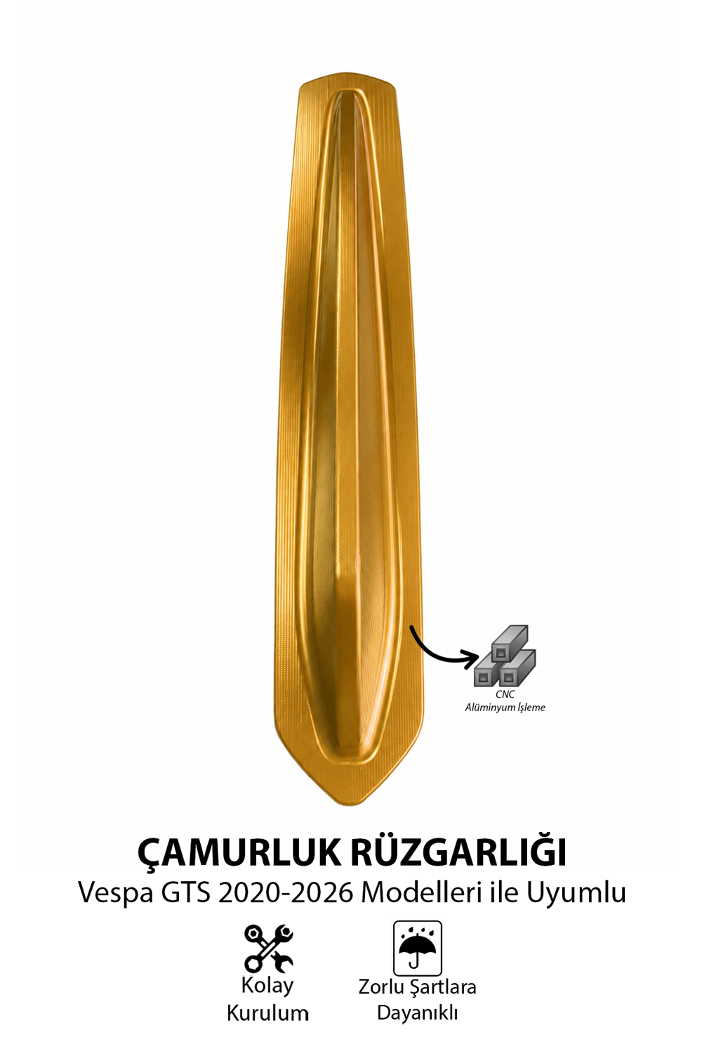 Vespa Uyumlu Çamurluk Rüzgarlığıt Primavera Cnc Gold