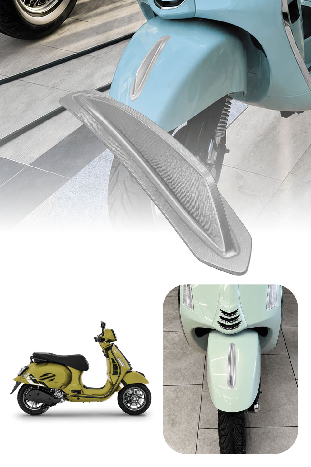 Vespa Uyumlu Çamurluk Rüzgarlığıt Primavera Cnc Gümüş